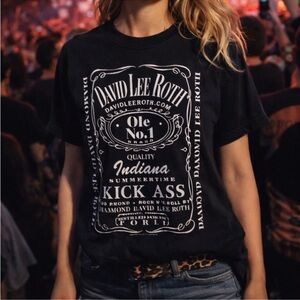 DAVID LEE ROTH WORLD TOUR 2002 VINTAGE FADED BLACK SHORT SLEEVE T-SHIRT